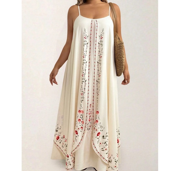 Plus Floral Print Ruffle hem Cami Maxi Dress - Picture 2 of 4